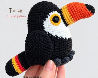 Toucan Crochet Pattern. Tropical Bird Amigurumi. Jungle Animal. Crochet Baby Toy. Rainforest Bird. Nursery Decor. PDF Pattern