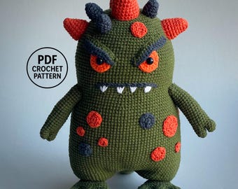 Monster Dinosaur Crochet Pattern. Amigurumi Monster PDF. Fantasy Creature Toy. Soft Toy DIY. Handmade Decor