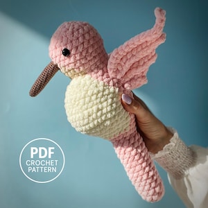 Hummingbird  Crochet Pattern PDF. DIY Plush Animal. Large Amigurumi. English Tutorial