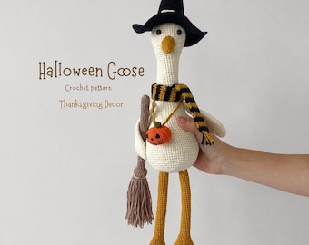 Halloween Goose Crochet Pattern. Fall Goose Decor. Thanksgiving Day Decoration. Halloween Amigurumi Goose. Fall Farmhouse Stile