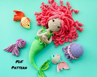 Mermaid Crochet PATTERN pdf - DIY Crochet Doll Mermaid - Crochet Pattern Toy - Toy Making DIY