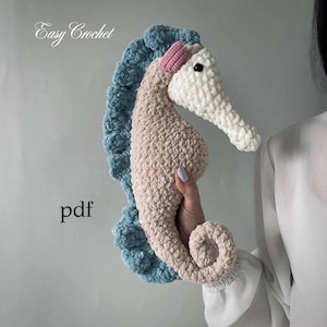 Big Seahorse Crochet Patterns PDF. Ocean Animals Pattern. Amigurumi Toys. DIY Plush Seahorse. Crib Decor. Easy Crochet. English Terms