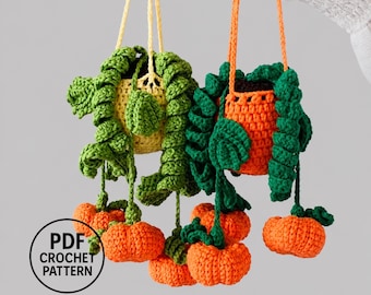 Crochet Hanging Pumpkin Pattern PDF. Fall Kitchen Decor. Cozy Autumn Home Decor