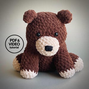 Teddy Bear Crochet Pattern PDF. Plush Bear Amigurumi. Step-be-step & Video Tutorial