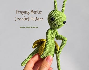 Praying Mantis Crochet Pattern PDF. Amigurumi Insect. Small Bug Baby Toy. Nursery Decor
