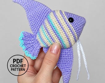 Angelfish Crochet Pattern PDF. Tropical Aquarium Amigurumi. Reef Toy Tutorial. Ocean Decor. English Instructions