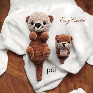 Modèle au crochet de loutre de mer. Motif Amigurumi de loutre de mer. Animaux de l'océan au crochet. Tutoriel de crochet en anglais PDF. Cadeau bricolage loutre de mer pour baby shower