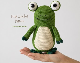 Frog Crochet Pattern PDF. Easy Amigurumi Animal Tutorial. Large Stuffed Baby Toy