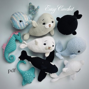 Ocean Animals Crochet Pattern: 7-in-1 Amigurumi Set (PDF)