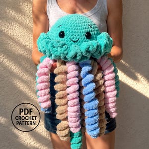 Jellyfish Crochet Pattern PDF. Plush Amigurumi. DIY Ocean Animals Tutorial. Large Jellyfish