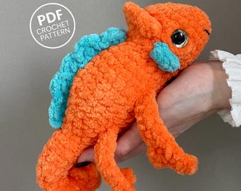 Chameleon Crochet Pattern PDF. Amigurumi Reptile. Plush Toy