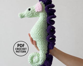 Seahorse Crochet Pattern PDF. Amigurumi Sea Animal. Plush Ocean Creature. Nursery Toy DIY