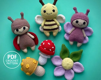 Insects Amigurumi Crochet Pattern PDF: Bee Butterfly Ladybug Soft Toy Tutorial