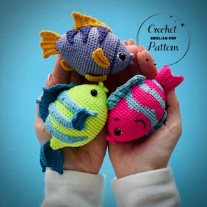 Ocean Animals Crochet Pattern PDF. DIY Fish Pattern. Fish Amigurumi Pattern. Crochet Cotton Toys. Ocean Patterns. US Pattern Tutorial
