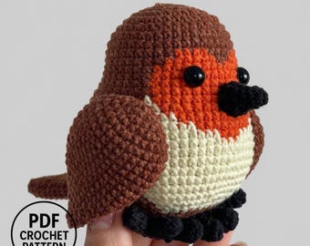 Robin Crochet Pattern PDF. Robin Bird Amigurumi DIY. Bird Crochet Toy. Woodland Bird. Nursery Decor