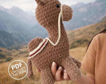 Camel Crochet Pattern PDF. Plush Amigurumi Safari Animal
