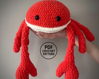Crab Crochet Pattern PDF. Amigurumi Ocean Animal. Big Plush Toys