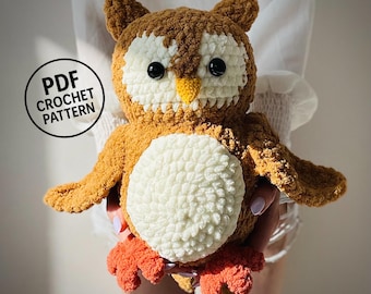 Owl Crochet Pattern PDF. Plush Amigurumi Toy. DIY Woodland Animals. English Tutorial