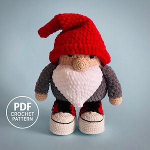 Plush Gnome Crochet Pattern PDF: Red Hat Christmas Gnome DIY. Amigurumi Ornaments