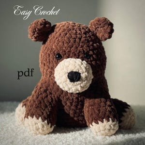 Schema uncinetto orso in PDF. Orsetto amigurumi fai da te. Grande orso di peluche. Schema animali. Regali per baby shower. Giocattoli fatti a mano. Uncinetto facile. Termini in inglese