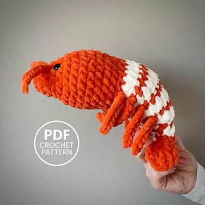 Shrimp Crochet Pattern PDF. Crochet Seafood Toy. DIY Amigurumi Sea Animal