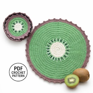 Kiwi Crochet Placemat Pattern PDF. Fruit Table Decor. Modern Kitchen Crochet