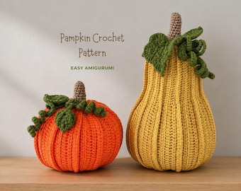 Pumpkin Crochet Pattern PDF. Halloween Decor. Thanksgiving Fall Decor. Autumn Vegetable DIY
