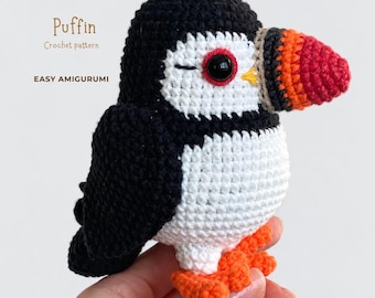 Puffin Crochet Pattern PDF. Amigurumi Seabird Toy. Color Bird Nursery Decor