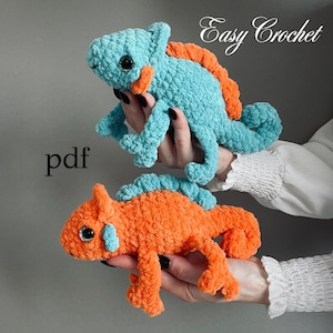 Chameleon Crochet  Pattern PDF. Crochet Animals DIY. Chameleon Amigurumi Pattern. Handmade Plush Toy. Crochet Reptiles. US Pattern Tutorial