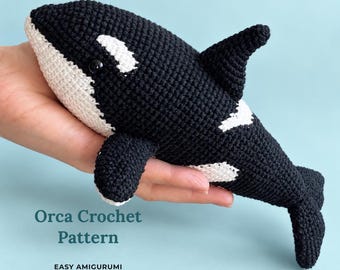 Orca Crochet Pattern PDF.  Amigurumi Killer Whale.  Ocean Animals Crochet.  Sea Animal Plushie. DIY Whale Toy