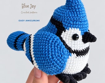 Blue Jay Crochet Pattern PDF. Blue Jay Amigurumi. Bird Crochet Toy. Woodland Bird. Nursery Decor