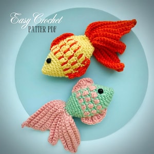 Crochet Goldfish Pattern, DIY Crochet Ocean Animals Pattern, Crochet amigurumi, English Pattern PDF, DIY Baby shower Gift toy, Mathers day