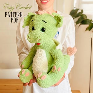 Dragon Crochet Pattern PDF. DIY Push Dragon. Crochet Fantasy Animals. Big Dragon Amigurumi. Handmade Toys. English Terms