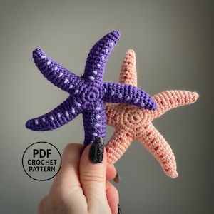 Patrón de estrella de mar a crochet en PDF. Estrella amigurumi. Estrella de mar inspirada en acuario.
