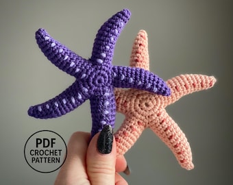 Patrón de estrella de mar a crochet en PDF. Estrella amigurumi. Estrella de mar inspirada en acuario.