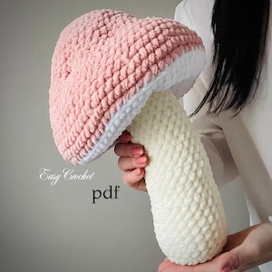 Mushroom Crochet Pattern PDF. Amigurumi Toadstool Pillow. Cottagecore Nursery Decor