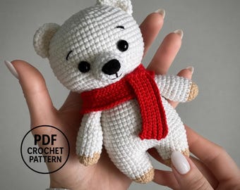 Polar Bear Crochet Pattern. Christmas Amigurumi Tutorial PDF. Holiday Decor. Arctic Animal Plush