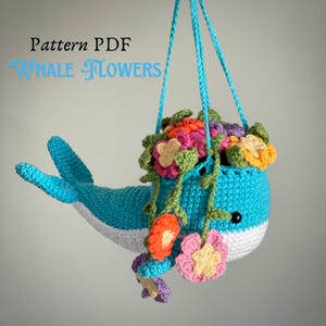 Schema uncinetto pianta PDF. Fiori di balena. Regalo di San Valentino. Pianta per auto. Vaso sospeso. Decorazione cucina fai da te. Tutorial schema USA