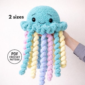 Jellyfish Crochet Pattern PDF. Plush Amigurumi. DIY Ocean Animals Tutorial. Large Jellyfish