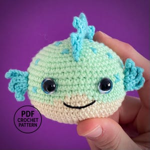Patrón de ganchillo de pez globo en PDF. Amigurumi de pez globo DIY. Juguete de pez globo. Ganchillo de animales marinos.