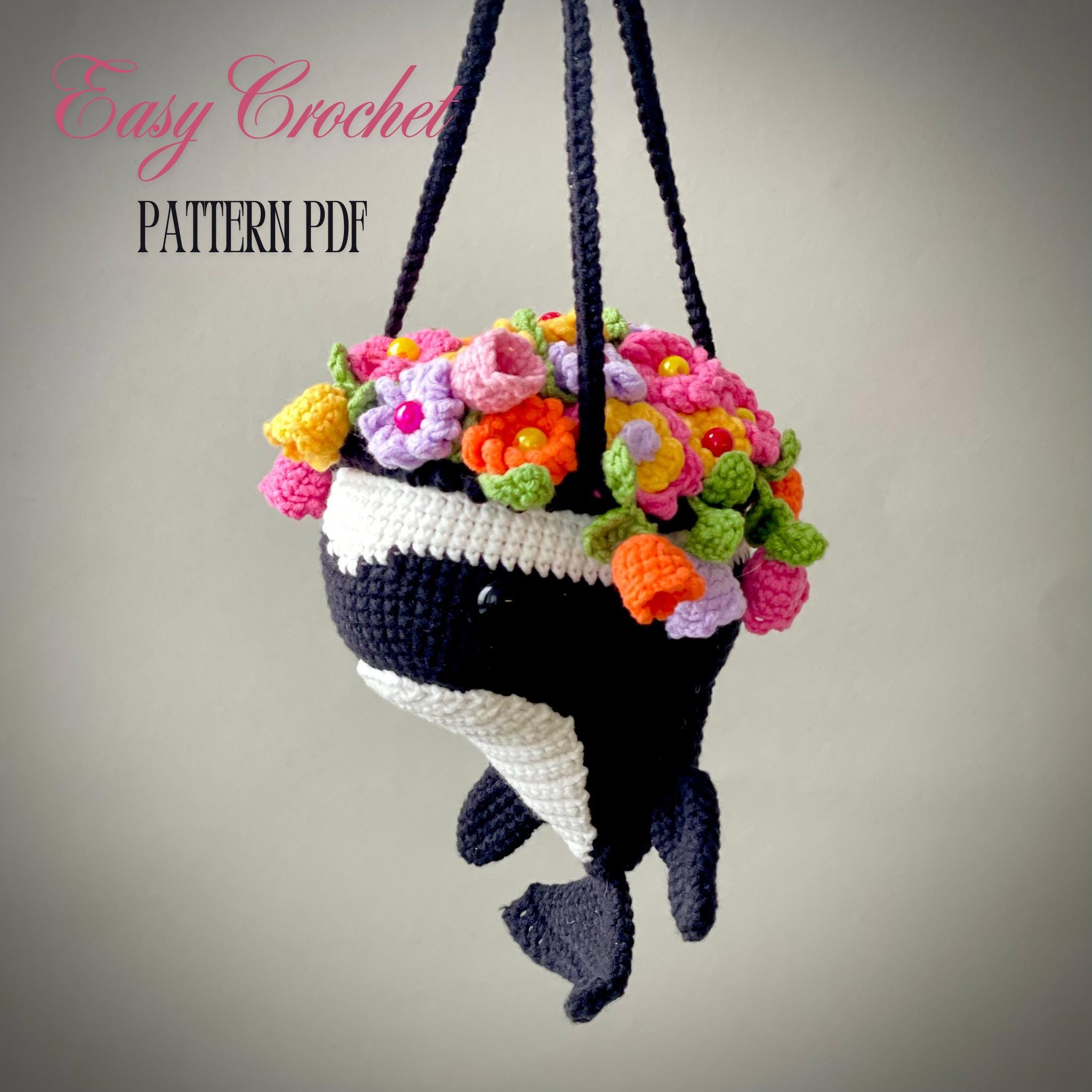 38 Hanging Plant Crochet Patterns to Brighten Your Home and Car Decor 27 Whale Flower Pot Crochet Pattern: Hanging Plant DIY