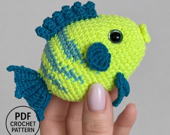 Neon Fish Crochet Pattern PDF.  Amigurumi Reef Fish. Montessori Toy. Tropic Ocean Animals Decor