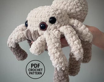 Patrón de araña realista de crochet en PDF. Tutorial de peluche. Juguete amigurumi grande.
