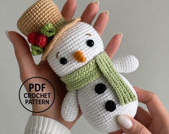 Snowman Crochet Pattern PDF. Christmas Amigurumi . Winter Plush Decor Toy. Rustic Farmhouse Holiday. Snowman Doll