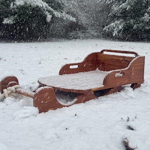 Handmade Natural Cedar Wood Sled / Sleigh