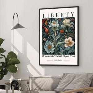 Liberty London Floral Print: Vintage Hibiscus Botanical Wall Art