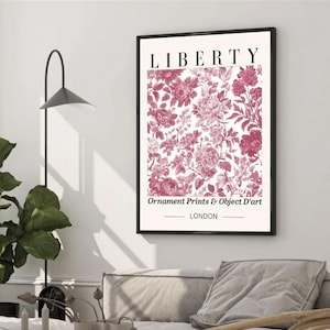 Liberty London Floral Print: Vintage Hibiscus Botanical Wall Art