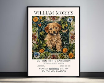 ウィリアム・モリスの犬のプリント：ヴィンテージ英国風ウォールアート