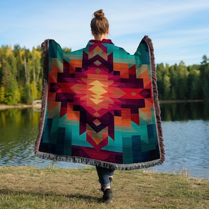 Aztec Woven Throw Blanket: Southwest Tribal Decor