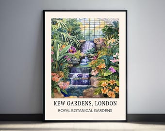 Impresión de los Jardines de Kew, póster del Jardín Botánico de Londres, arte floral vintage para pared